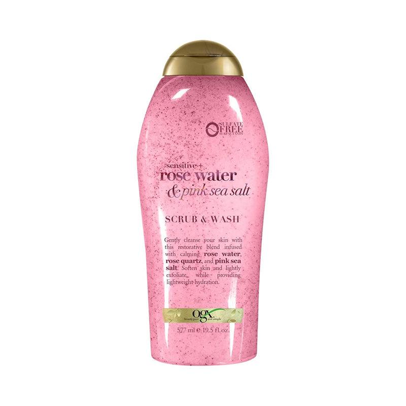 OGX Pink sea salt & rosewater gentle soothing body scrub, 19.5 Ounce, 1.0 Count OGX