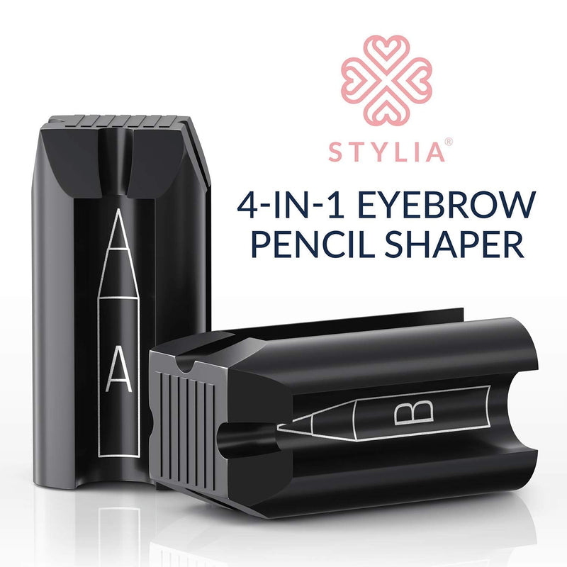 4-in-1 Plastic Duckbill-Shape Eyebrow Pencil Shaper - Eye Makeup Shaping Tool for Waterproof Peel Off Brow Pencils - Compact Cosmetic Shaper for Beginners & Professional Stylia