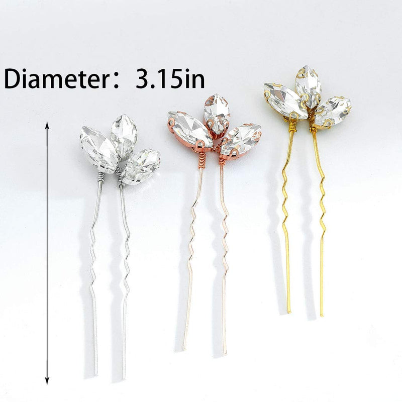 Asooll Bride Wedding Hair Pin Flower Bridal Head Clip Rhinestone Crystal Headpiece for Women and Girls(5pcs)(Gold) Asooll