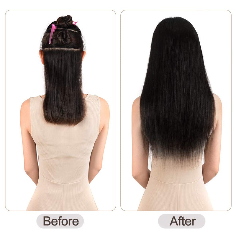 5 Pieces 20" Remy Clip in Ombre Hair Extensions Human Hair Light Blonde Mixed Golden Blond Highlights - Beauty Silky Straight Long Thick Real Hair Extensions for Women Fashion (20 inches,