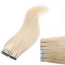24 inch Tape in Human Hair Extensions Whitish Blonde Seamless Rooted Tape on 100% Remy Hair Highlighted Long Straight 20pcs 50g Skin Weft Invisible Double Sided for Women (24"