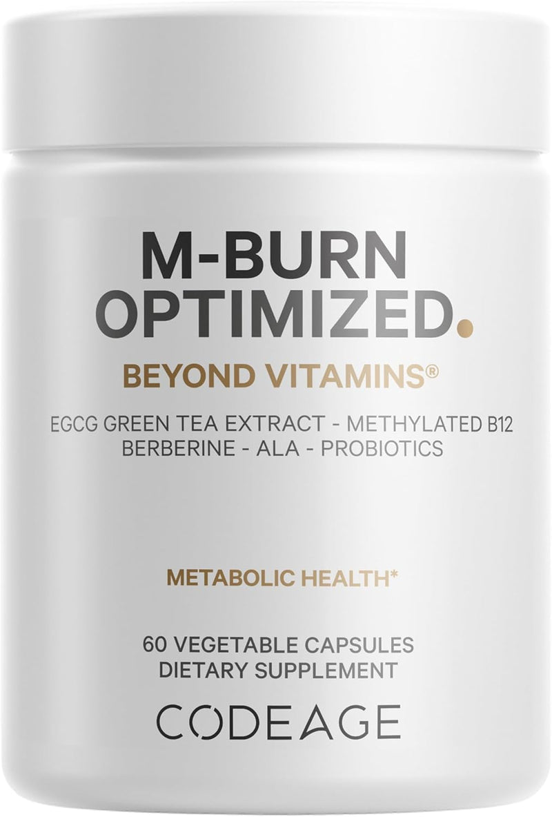 Codeage M-Burn Optimized Supplement - Decaffeinated Green Tea Std. to 50% EGCG, Berberine, Akkermansia, Vitamin B12 - Probiotics - Vitamins - 60 Capsules Infinity Warehouse