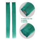 Winsky Teal Hair Extensions Clip in Human Hair - 100% Straight Party Highlights Clip on Colored Hair Extensions 5 Pieces/Set (18inch,Teal) Winsky