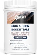 Renue By Science Skin & Body Essentials | Collagen Peptides Electrolytes Creatine & BCAA Powder | Collagen (12g) Creatine Monohydrate (4g) per Serving with Taurine & Glycine | Made in USA - Chocolate Infinity Warehouse