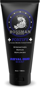 Bossman Fortify Intense Conditioner - Moisturize Replenish and Protect your beard - Thicker Formula - Natural Ingredients - Made in USA (Royal Oud Scent) Bossman