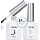 AILLSA Base and Top Coat Gel Nail Polish Top and Base Coat Nail Polish Soak Off Long Lasting Clear Base Gel High Gloss Shine No Wipe Top Coat for DIY Nail Art at Home 0.51 Fl Oz Infinity Warehouse