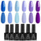 Beetles Blue Purple Gel Nail Polish Set - 6 Pcs Aquamarine Mermaid Gel Polish Set, Soak Off UV LED Nail Lamp Cured Base and Top Coat Needed Starter Varnish Salon Design Gift Set beetles Gel Polish