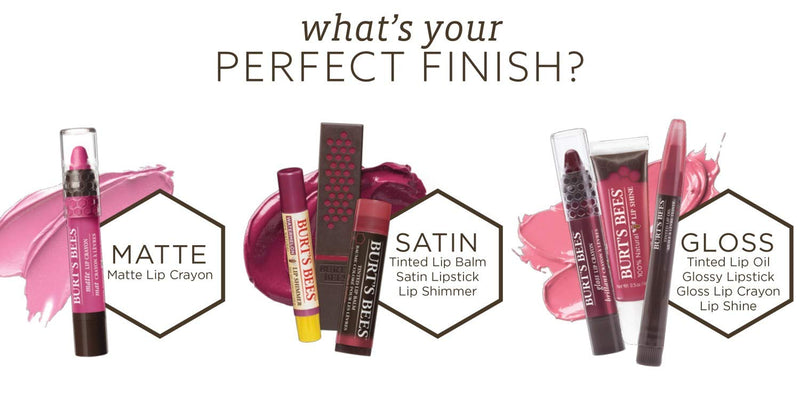 Burts Bees 100% Natural Glossy Lipstick, Pink Pool - 1 Tube Burt's Bees