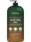 Pure Aloe vera gel - with 100% Fresh & Pure Aloe Infused with Stem Cells, Collagen, Tea Tree Oil - Natural Raw Moisturizer for Face, Skin, Body, Hair. Perfect for Sunburn, Acne, Razor Bumps 16.9 fl oz First Botany