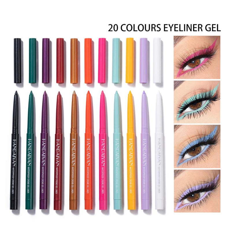 20PCS Colored Eyeliners, Matte Metallic Shimmer Eyeliner Set Long Lasting Waterproof Glitter Eyeliner Makeup Twist-up Liners, Pigmented Smudgeproof Colorful Eye Liner Pencils for Wedding Party Cosplay Aike Home