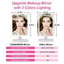 Makeup Vanity Mirror with 3 Color Lighting, COSMIRROR Lighted Makeup Mirror with 72 LED Lights and 10X Magnifying Mirror, Dual Power Supply, 180 Degree Rotation Cosmetic Tabletop Light up Mirrors COSMIRROR
