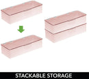 mDesign Makeup Storage Stackable Organizer Box for Bathroom Vanity, Countertops, Drawers - Holds Blenders, Eyeshadow Palettes, Lipstick, Lip Gloss, Makeup Brushes - Hinged Lid - 2 Pack - Pink/Clear mDesign Store