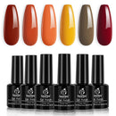 Beetles Gel Polish Set- 6 Colors Gold Yellow Gel Nail Polish Kit Fall Winter Red Green Purple Burgundy Halloween Thanksgiving Nail Gel Polish Set Soak Off LED Nail Lamp Required Gel Nail Kit beetles Gel Polish