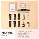 Modelones Poly Nail Gel Kit- 6 Colors Enhancement Nail Extension Gel Kit with Slip Solution Trial Professional Technician All-in-One French Kit modelones