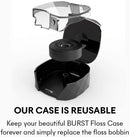 Burst Refillable Dental Floss Set with Juniper Berry Aroma, Charcoal Coating, Textured, Expanding Technology, Vegan, 12 Week Supply (32 Yards) [Packaging May Vary] (Black) Burst