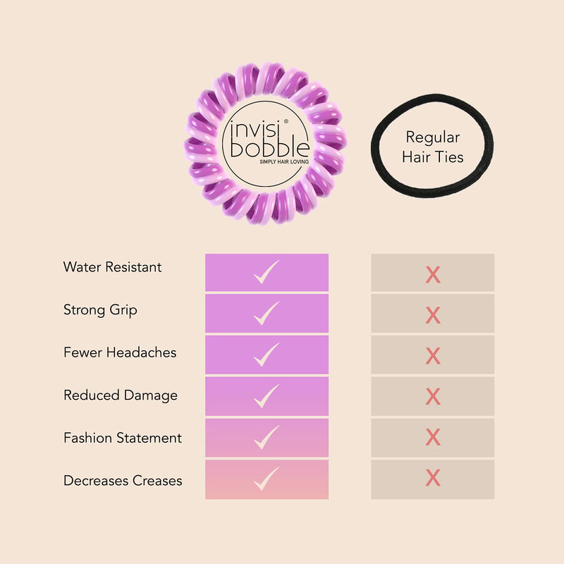invisibobble Extra Hold Traceless Spiral Hair Ties - The Secret Purple - Strong Elastic Grip Coil Accessories for Women - No Kink, Non Soaking - Gentle for Girls Teens and Thick Hair invisibobble