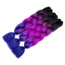 Ombre Kanekalon Braiding Hair 3 Pack Ombre Jumbo Braiding Hair Extensions 24 Inch Jumbo Braid Synthetic Hair for Braiding (3 pack, Black-Purple-Blue) Angels Beauty Store