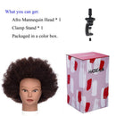 HAIREALM Afro Mannequin Head, 100% African American Real Human Hair, Practice Braiding Styling Doll Head, Manican Cosmetology Head with stand BZT01 HAIREALM Store