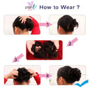Observe your hair color outdoors! iLUU Wine Red Messy Hairpiece 2pcs/package Scrunchy Scrunchies Elastic Chignon Bun Hairpieces Updo Donut Wavy Synthetic Wig Hair Extensions Hair Bun iLUU