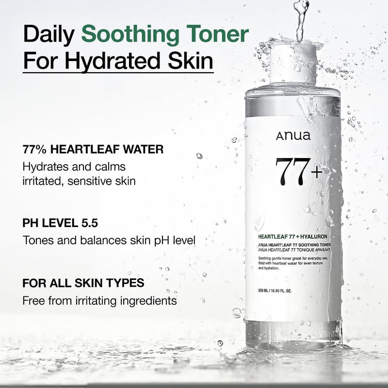 Anua Heartleaf 77 Soothing Toner I pH 5.5 Trouble Care, Calming Skin, Refreshing, Hydrating, Purifying, Cruelty Free, Vegan,(250ml / 8.45 fl.oz.) Infinity Warehouse