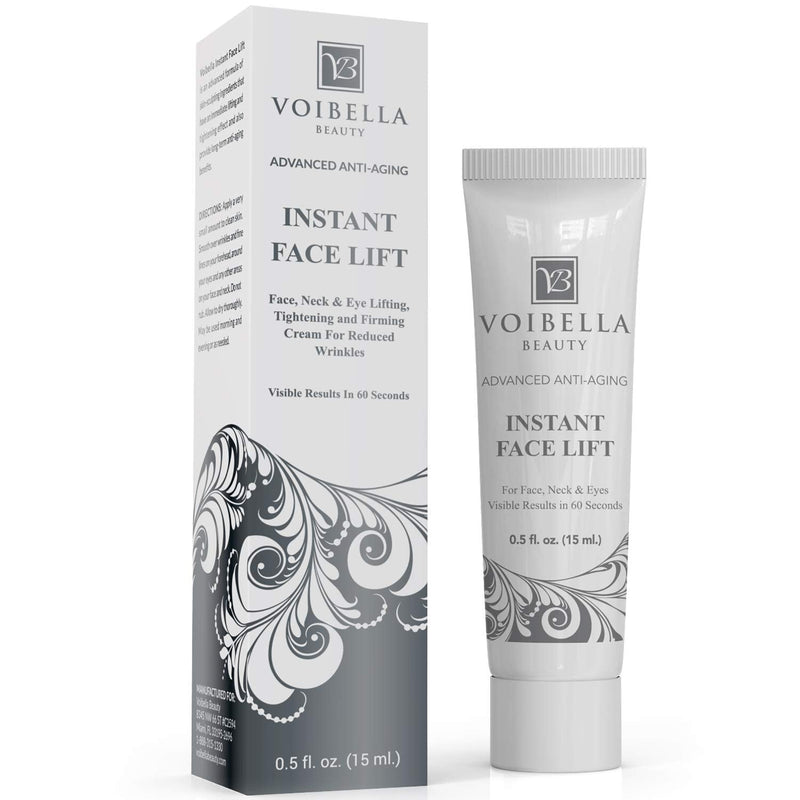 Instant Face Lift Cream - Best Eye, Neck & Face Tightening, Lifting & Firming Serum To Smooth Appearance of Loose Sagging Skin, Puffiness, Fine Lines & Wrinkles Within 1 Minute (Peptides and Stem Cells) VOIBELLA BEAUTY