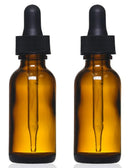 Amber Glass Bottles with Eye Droppers (1 oz, 2 pk) For Essential Oils, Colognes & Perfumes, Blank Labels Included Manufacturer Direct