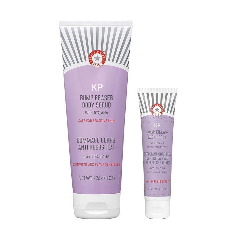 First Aid Beauty - KP Bump Eraser Body Scrub with 10% AHA, Keratosis Pilaris Skin Exfoliater with Glycolic and Lactic acids, Helps Reduce Chicken Skin Bumps, Safe for Sensitive Skin, 8 oz, 2ct Infinity Warehouse