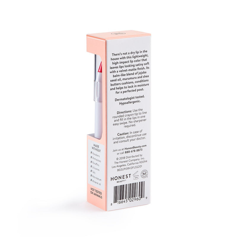 Honest Beauty Lip Crayon-Demi-Matte, Strawberry with Jojoba Oil & Shea Butter | Lightweight, High-Impact Color | EWG Certified + Dermatologist tested + Hypoallergenic & Cruelty free | 0.105 oz. Honest Beauty