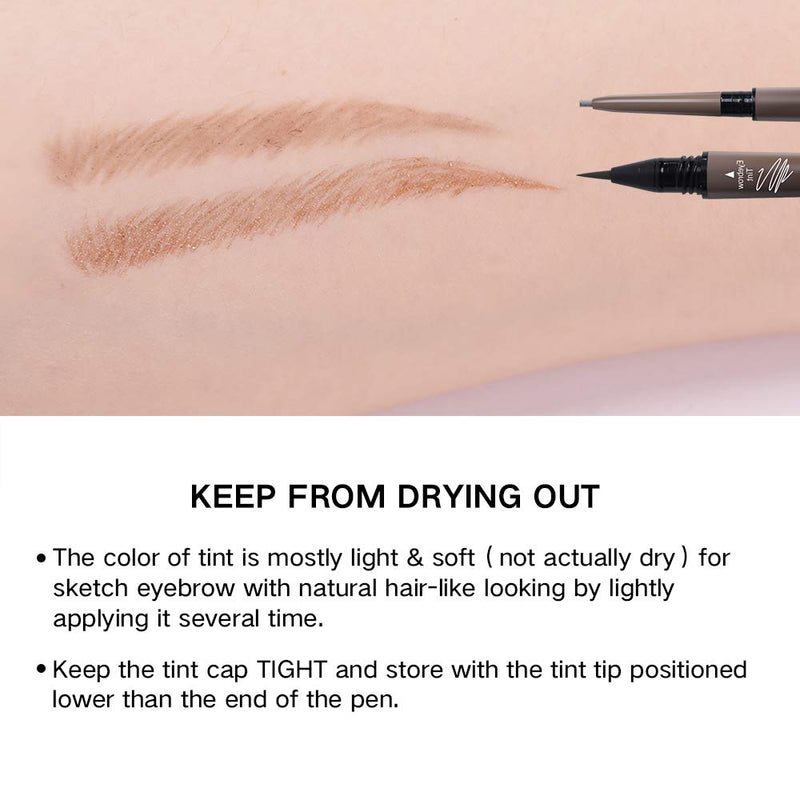 Music Flower Dual Tipped Eyebrow Pen Ultra Slim Definer for outlining and filling Creates Natural Looking Brows (Pack of 2, Brown) Music Flower