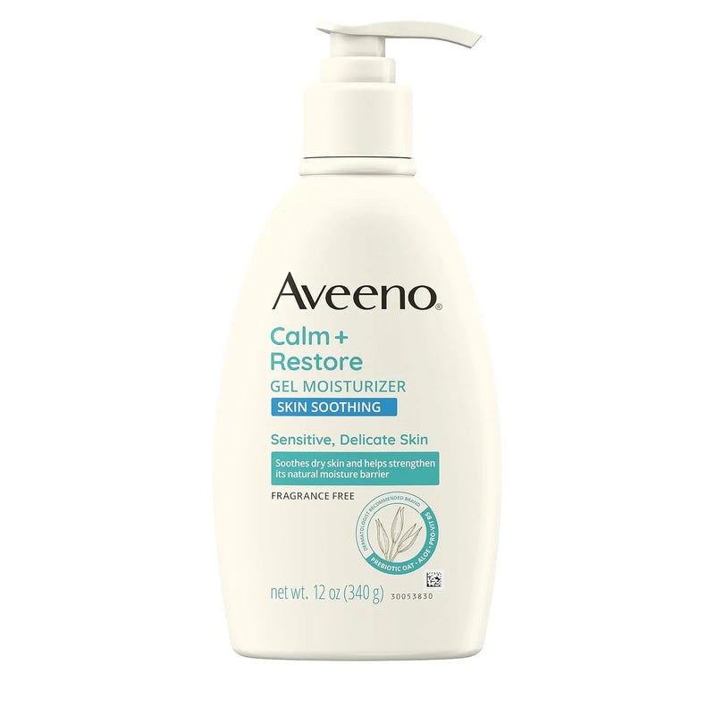 Aveeno Calm + Restore Body Moisturizer Gel for Sensitive Skin, Lightweight Moisturizer to Help Heal Dry Skin with Aloe Vera, Prebiotic Oat and Pro-Vitamin B5, Fragrance Free, 12 OZ Infinity Warehouse
