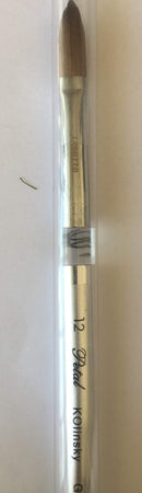 Silver Handle CRIMPED 100% Kolinsky Acrylic Nail Brush (Crimped 12) Silver Handle Nail Brush