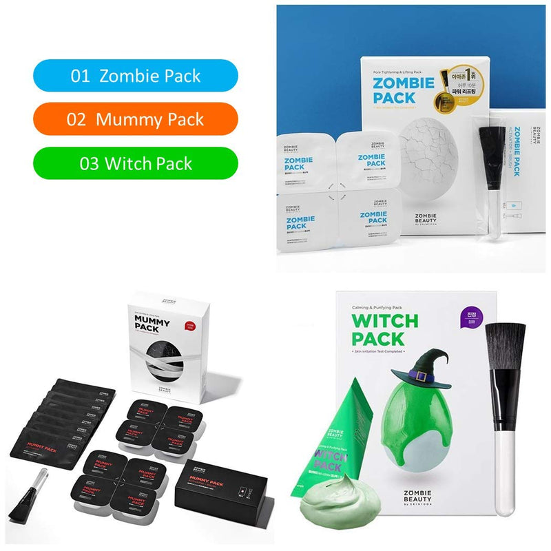 SKIN1004 Zombie Beauty Face Mask 3 Packs, Zombie Pack for Face Lift, Mummy Pack for Anti Aging, Witch Pack for Soothing & Cleansing SKIN1004 Store