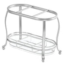 mDesign Decorative Makeup Brush Storage Organizer Tray Stand for Bathroom Vanity Counter Tops, Dressing Tables, Cosmetic Stations - 3 Sections with Removable Bottom Tray - Chrome/Clear mDesign