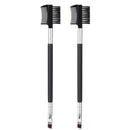 2 PCS Duo Eyebrow Brush, Angled Eyebrow Brush & Eyelash Comb Set Professional Eye Powder Foundation Brush TEOYALL