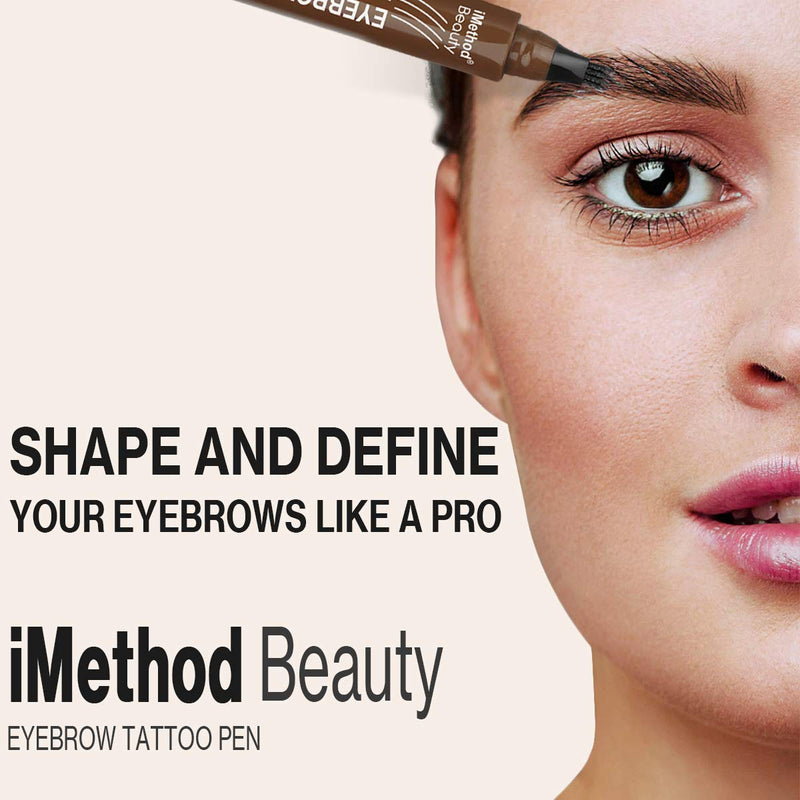 Eyebrow Tattoo Pen - iMethod Upgrade Microblading Eyebrow Pen, Eyebrow Makeup, Long Lasting, Waterproof and Smudge-proof, Dark Brown iMethod Store