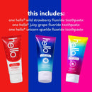 Hello Kids Fluoride Toothpaste Variety Pack, Includes a Strawberry Toothpaste, Unicorn Bubble Gum Toothpaste, and Blue Raspberry Toothpaste, Safe for Ages 2 and Up, 12 Pack, 4.2 Oz Each Infinity Warehouse
