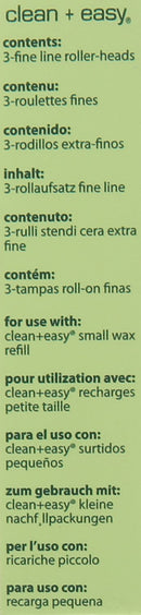 Clean + Easy Fine Roller Head For Facial Hair Removal, Roll-On Waxing System, 3-Pack Clean + Easy