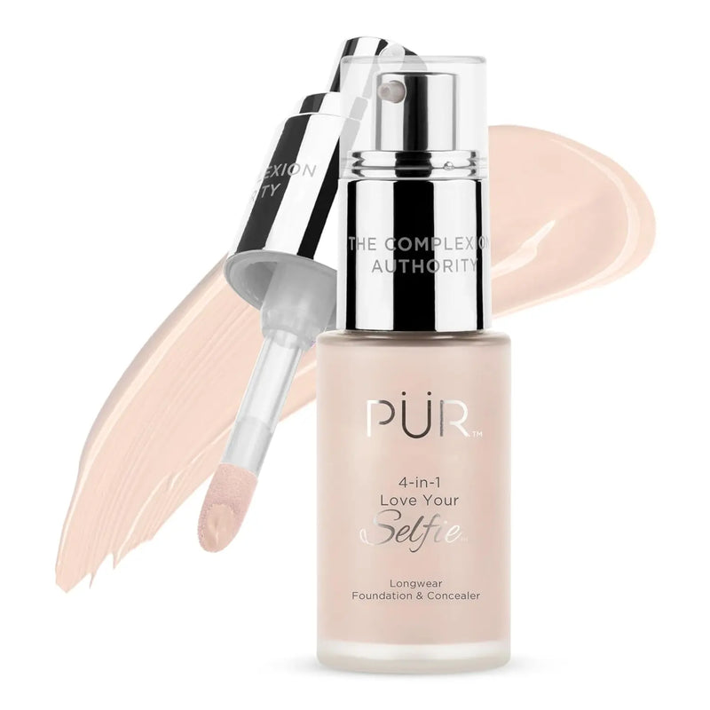 PUR Beauty 4-in-1 Love Your Selfie Foundation & Concealer - Longwear Full Coverage Liquid Makeup Foundation with Hydrating Blend for Refined-Looking, Natural Beauty Glow, Skin Texture & Tone Infinity Warehouse