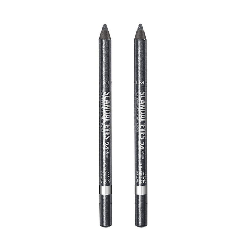 Rimmel Scandaleyes Waterproof Kohl Kajal Eyeliner, Sparkling Black, 0.04 Fl Oz, Pack of 2 Rimmel