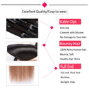 Hairro Clip in Hair Extensions 100% Human Hair Thin Natural Black 12 Inch Short Straight Ombre Human Hair Dark Brown to Light Brown Clip on Hairpieces 80g Machine Weft 8pcs 18 Clips for Women