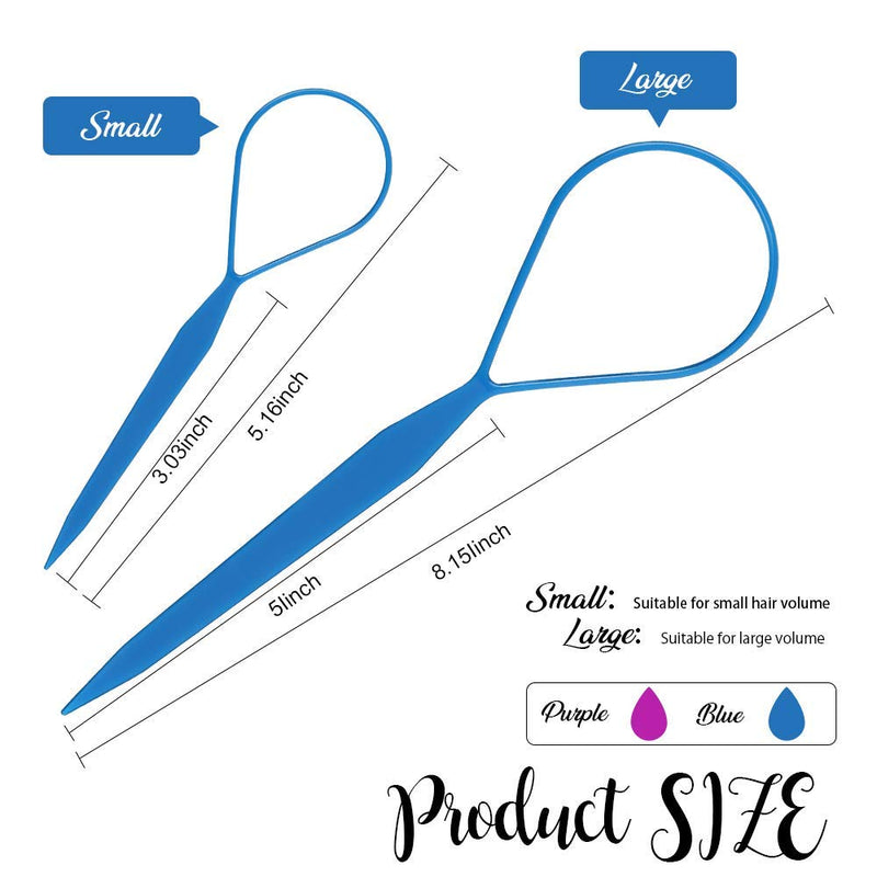Teenitor 2 Pairs Hair Tail Tools, Hair Braid Accessories Ponytail Maker,French Braid Tool Loop for Hair Styling, 4pcs, 2 Colors Teenitor