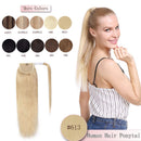 100% Human Hair Ponytail Extensions 18 Inches Wrap Around Human Hair Ponytail With Comb Clip in One Piece Pony Tail Hairpiece Long Straight Silky For Women