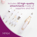 Beurer 14-piece Professional Manicure & Pedicure Nail Drill Kit, Cordless, 10 Attachments, 3 Speed Settings, Electric Nail File Set, Nails Care Tools, For Foot/Hand, Storage Case, MP64 Beurer