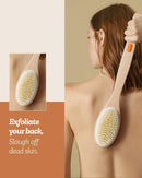 Shower Brush, Bymore Dry Brushing for Body Cellulite and Lymphatic, Dry Skin Long Handle Body Brush Natural Bristle Exfoliator Scrubber for Bath Shower Wash Brushing Exfoliating Legs and Back Bymore