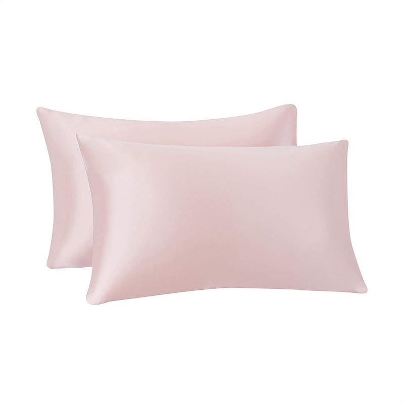 Amazon Basics Satin Pillowcases for Hair and Skin, Envelope Closure - Blush, Standard, Pack of 2 Amazon Basics Store