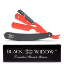 Barber Straight Razor, Professional Barber Straight Edge Razor - Barber Razor Compatible with Straight Razor Edge for Barber by Black Widow (1.5mm) (Red and Matte Black) Black Widow Executive Brand Razor Store