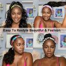Body Wave Headband Wigs Scarf Human Hair Wig None Lace Front Wig 100% Brazilian Virgin Human Hair Wig For Black Women Glueless Machine Made Wave Headband Wigs Natural Color 150% Density (14 Inch). Borchan