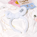 FaceTory Bunny Bow Hairband in Dreamy Blue for Skin Care, Facial Washing, Spa, One Size Fits Most FACETORY