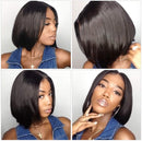 ISEE Short Bob Human Hair Wigs For Women (8inch) 150% Density Remy Brazilian Virgin Straight Lace Front Wigs Human Hair Pre Plucked 4X4 Lace Closure Wigs Natural Color ISEE Store