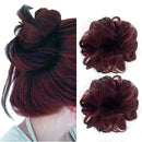 Observe your hair color outdoors! iLUU Wine Red Messy Hairpiece 2pcs/package Scrunchy Scrunchies Elastic Chignon Bun Hairpieces Updo Donut Wavy Synthetic Wig Hair Extensions Hair Bun iLUU